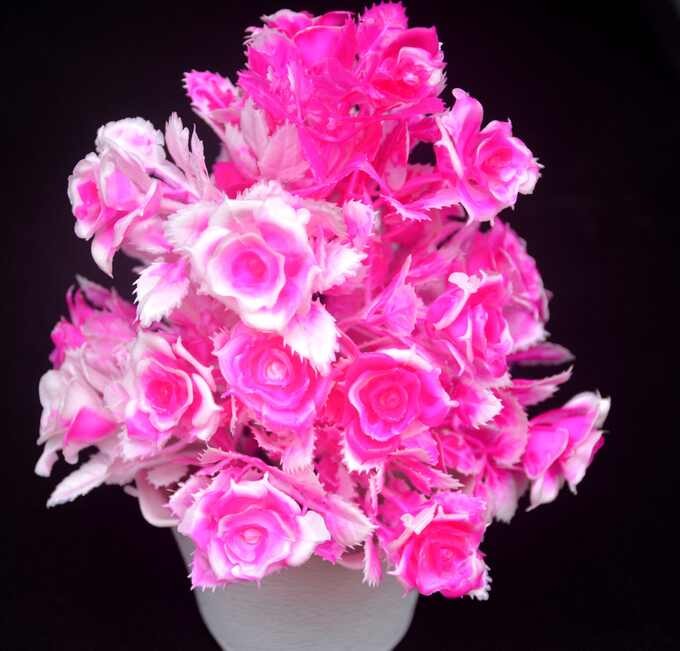 Artificial Pink Rose potted