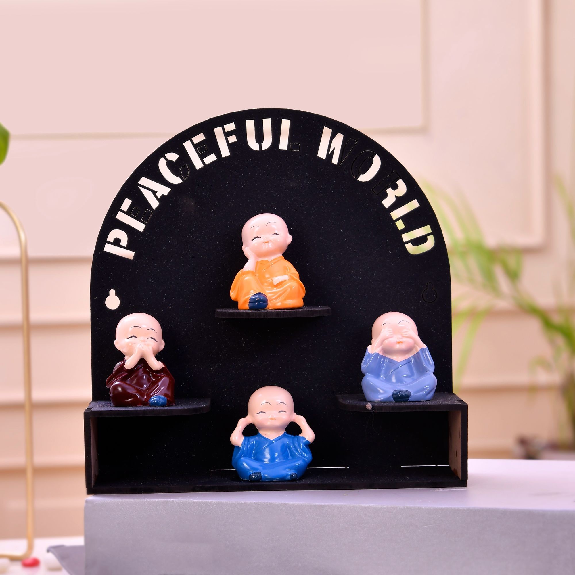 ON2RETAIL Set of 4 Little Baby Monk Buddha Showpiece for Dashboard